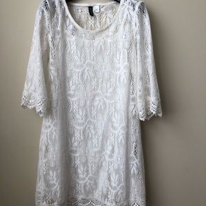 H&M lace shift dress white